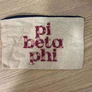 Cream pi beta phi sorority Canvas Pouch with Pink Text